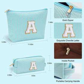 Trousse de maquillage YOOLIFE en rose avec initiale A sur le devant