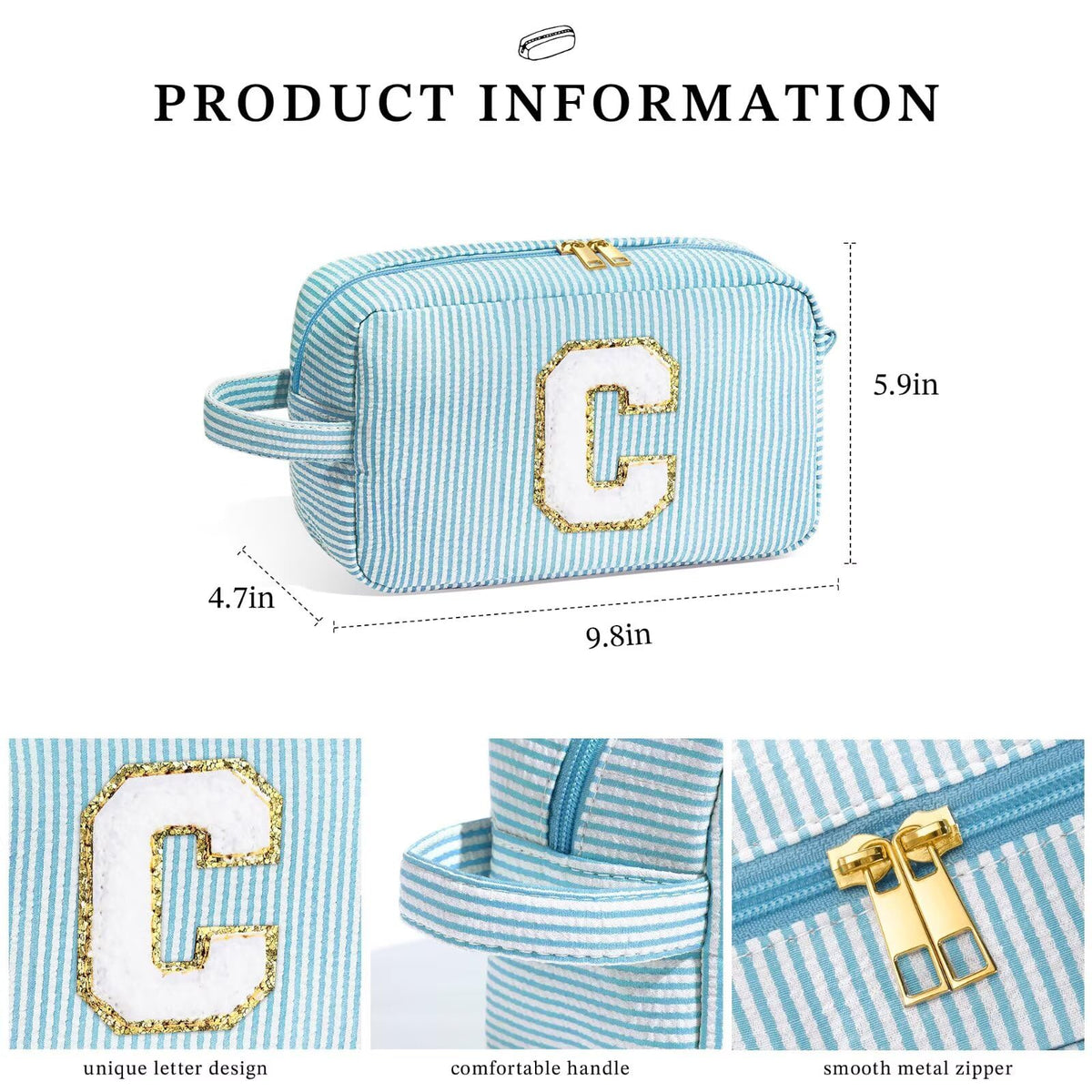 Trousse de maquillage YOOLIFE en rose avec initiales