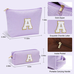 Trousse de maquillage YOOLIFE en rose avec lettre personnalisée