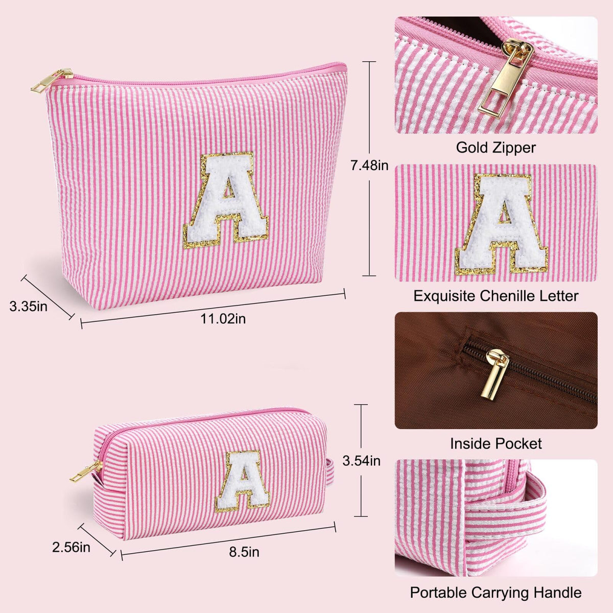 Trousse de maquillage YOOLIFE en rose avec lettre Y