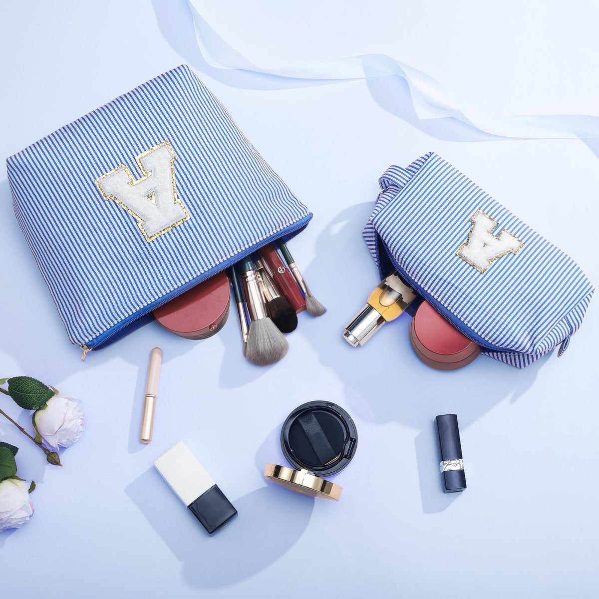 Trousse de maquillage YOOLIFE en vert avec accessoires de maquillage