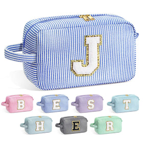 Trousse de maquillage YOOLIFE initiale bleue J vue de face