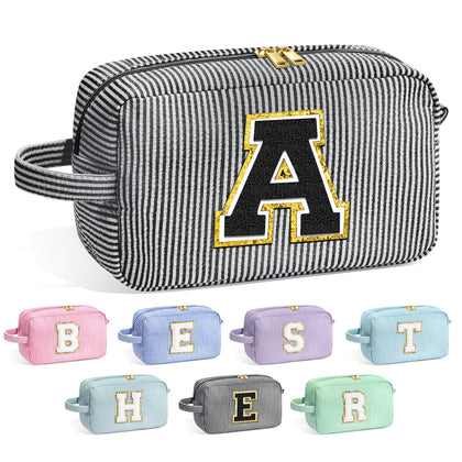 Trousse de maquillage YOOLIFE noire avec initiale en chenille