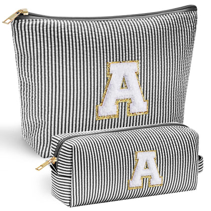 Trousse de maquillage YOOLIFE noire avec initiale en chenille