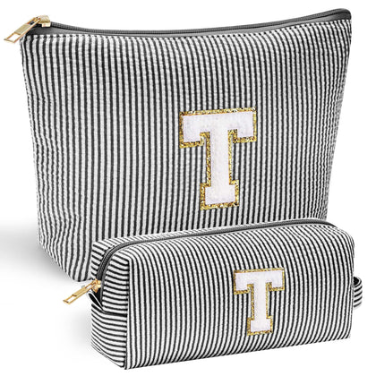 Trousse de maquillage YOOLIFE noire avec initiale en chenille