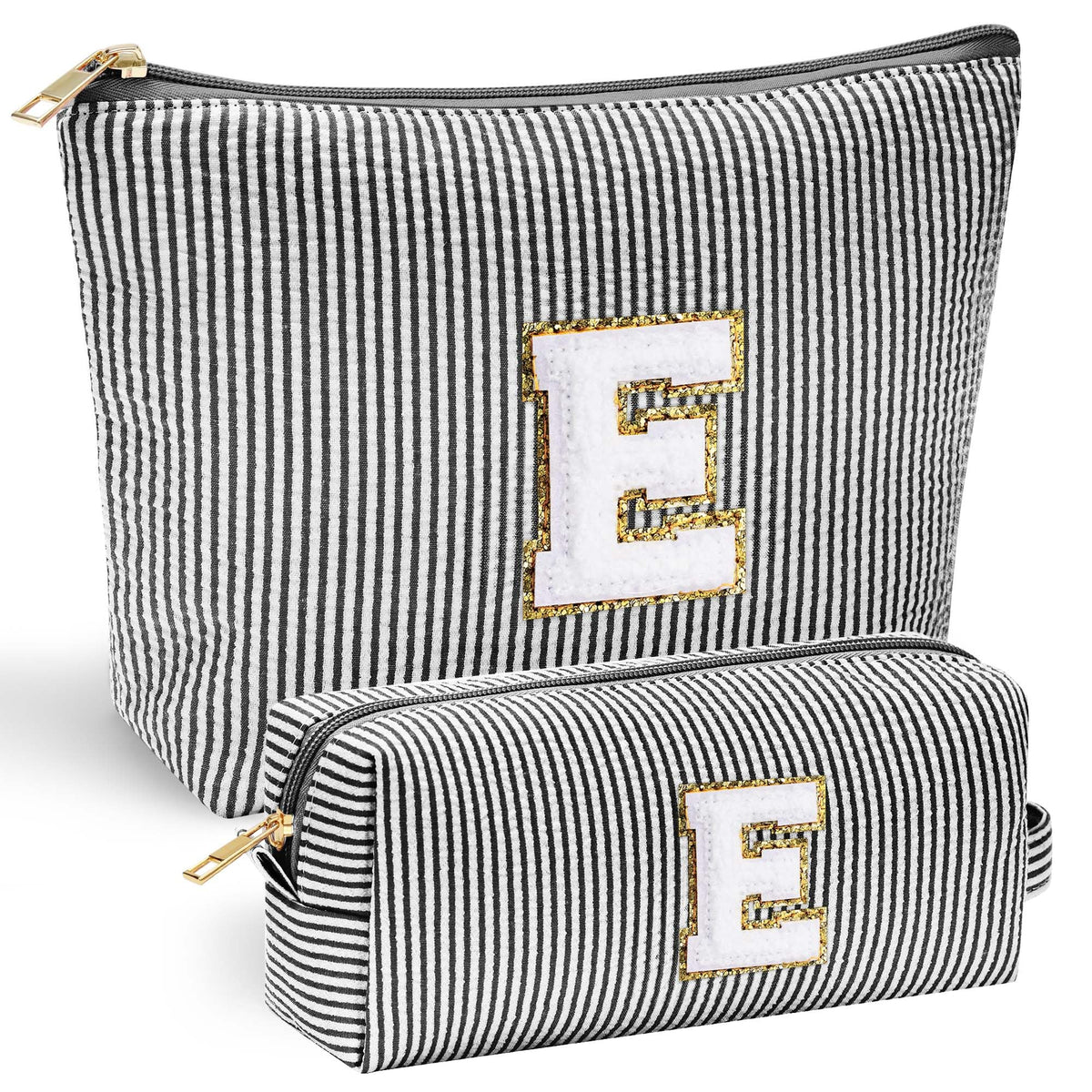 Trousse de maquillage YOOLIFE noire avec initiale en chenille