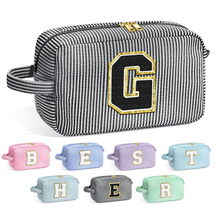 Trousse de maquillage YOOLIFE noire avec initiale en chenille
