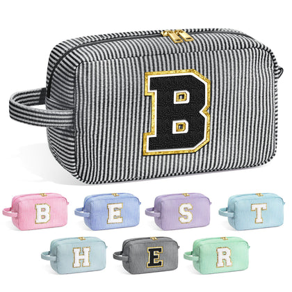 Trousse de maquillage YOOLIFE noire avec lettre en chenille