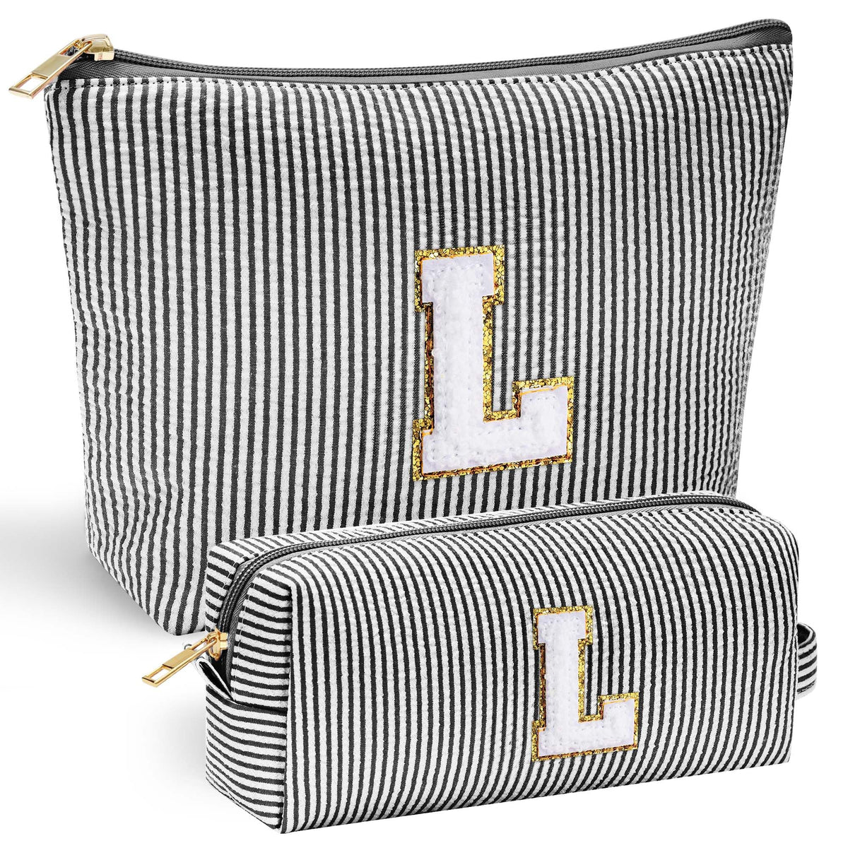 Trousse de maquillage YOOLIFE noire vue de face avec initiale