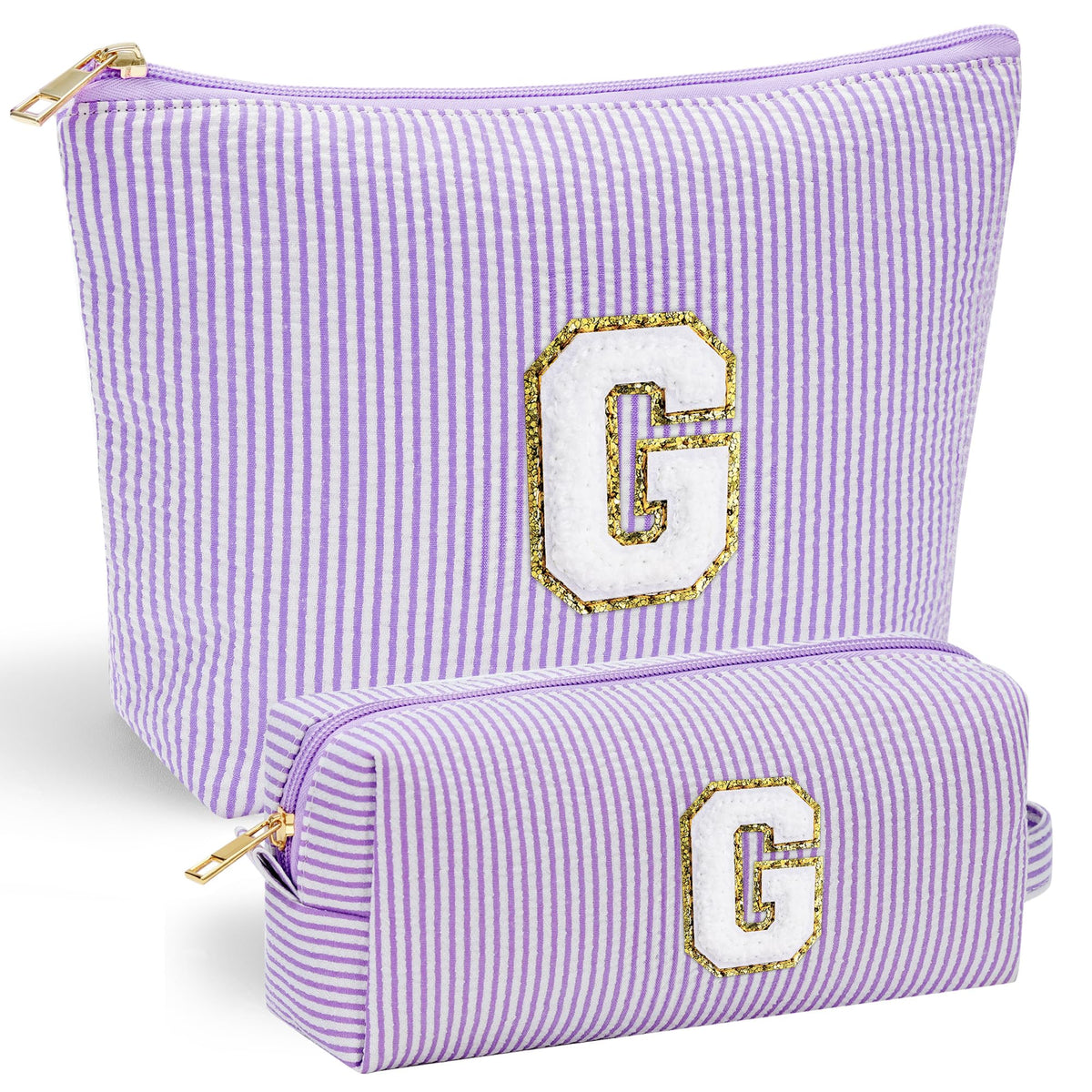 Trousse de maquillage YOOLIFE personnalisée initiale violet devant