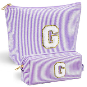 Trousse de maquillage YOOLIFE personnalisée initiale violet devant
