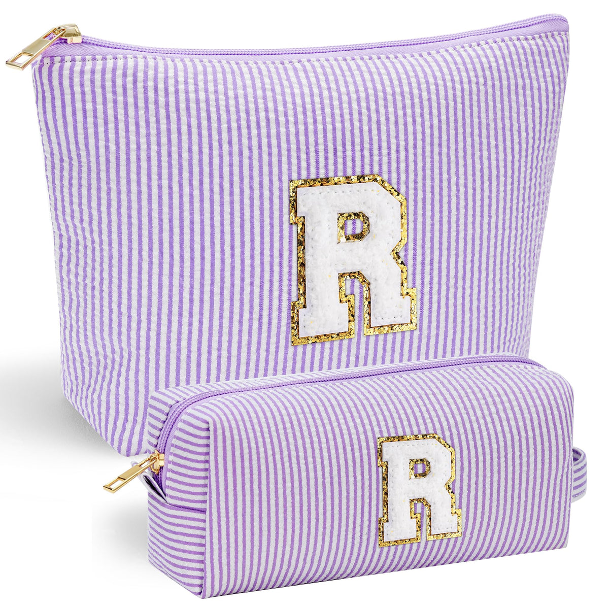 Trousse de maquillage YOOLIFE rose avec initiale en chenille