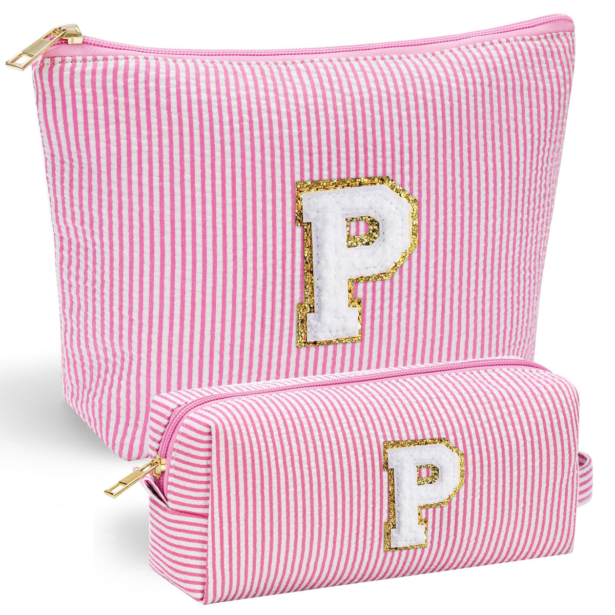Trousse de maquillage YOOLIFE rose avec lettre en chenille
