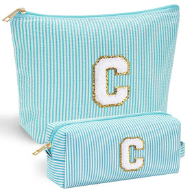 Trousse de maquillage YOOLIFE rose avec lettre en chenille