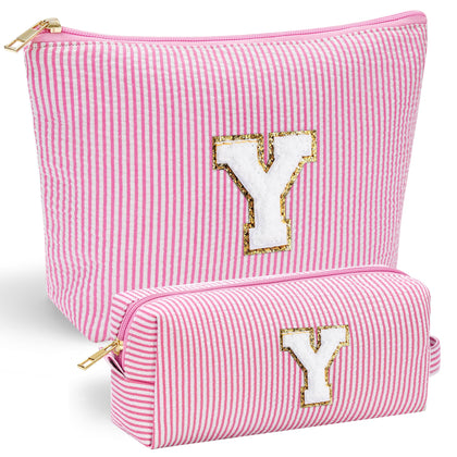 Trousse de maquillage YOOLIFE rose avec lettre en chenille