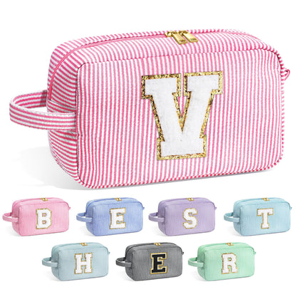Trousse de maquillage YOOLIFE rose vue de face avec initiale