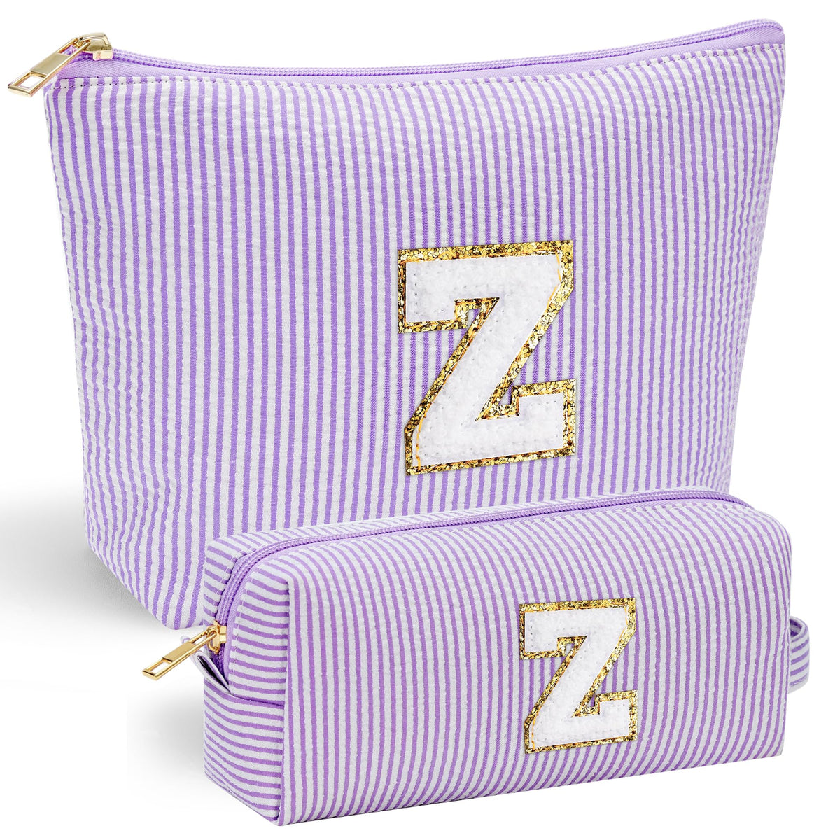 Trousse de maquillage YOOLIFE violette avec initiale en chenille