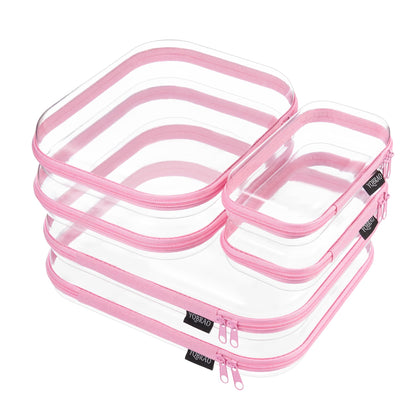 Trousse de maquillage YQBRAO rose transparente vue de face