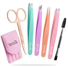 Trousse de pinces à épiler TsMADDTs avec étui rose ouvert