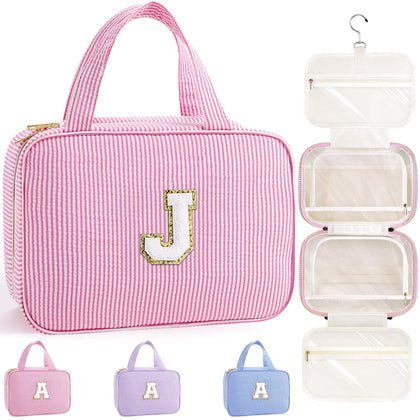 Trousse de toilettage TOPEAST rose vue avant avec patch en chenille