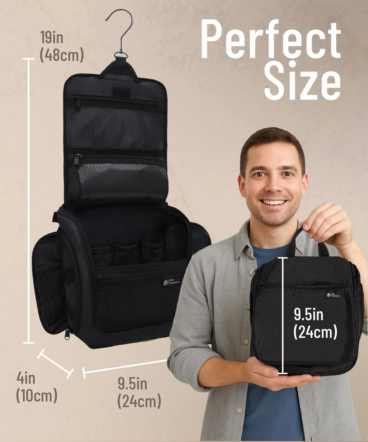 Trousse de toilette DD D&D Wanderlust ouverte montrant les compartiments