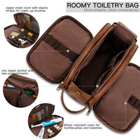 Trousse de toilette Elviros ouverte avec produits de soin