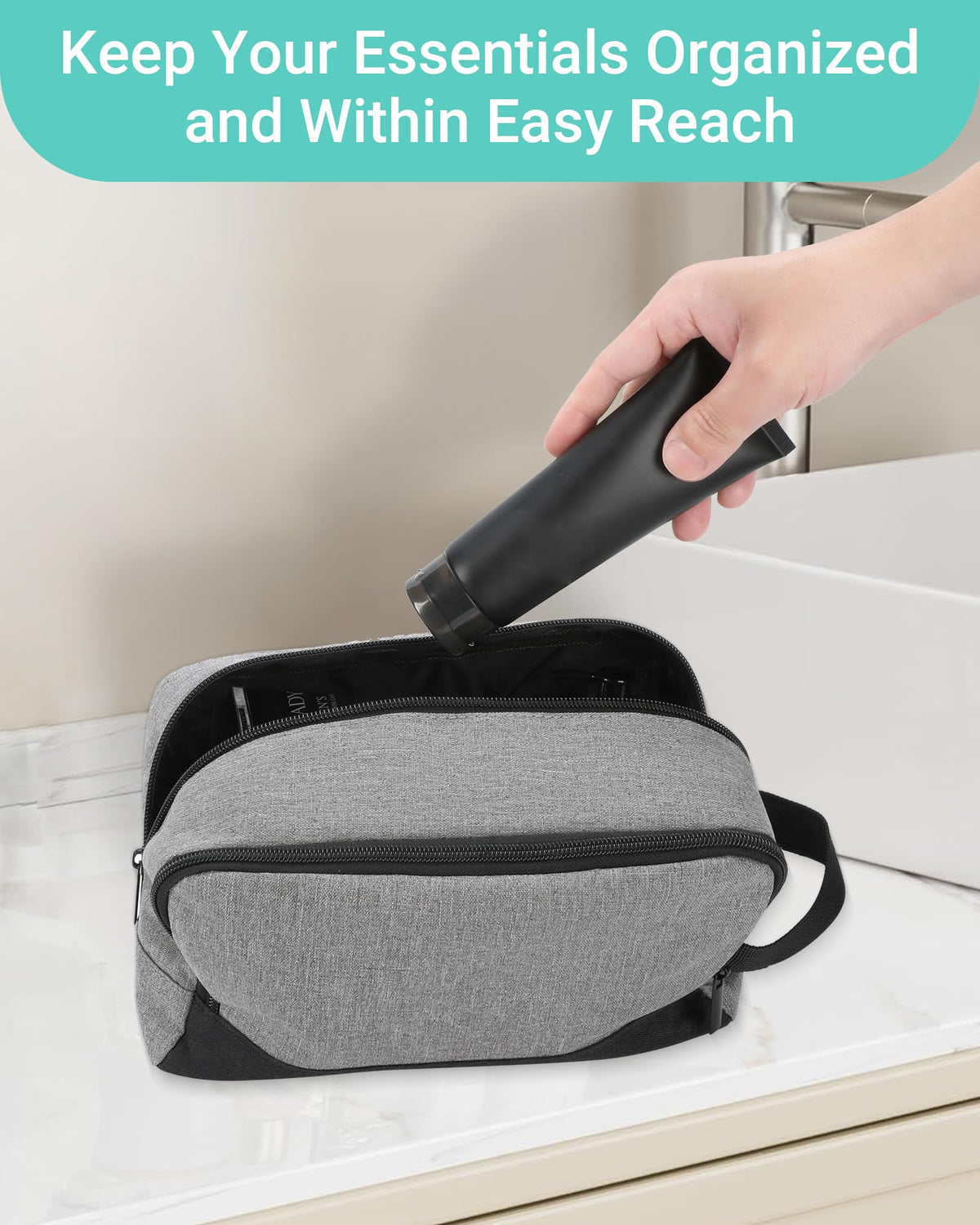 Trousse de toilette Elviros vue arrière avec boucle de suspension