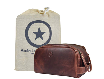 Trousse de toilette en cuir AARON 10" vue de face