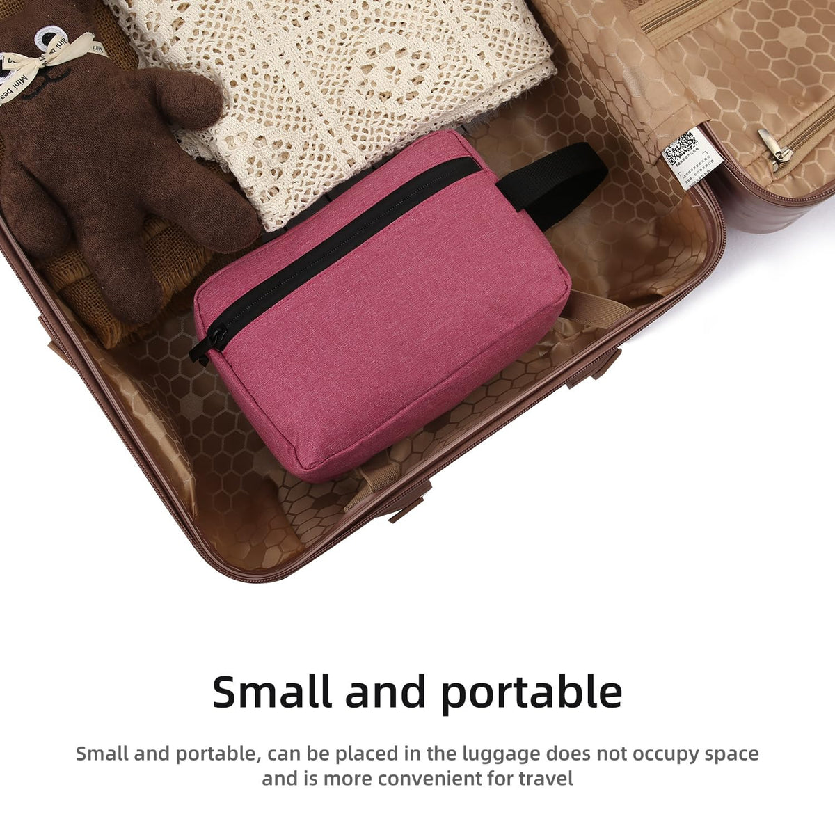 Trousse de toilette Icramsy Rosy en situation de voyage