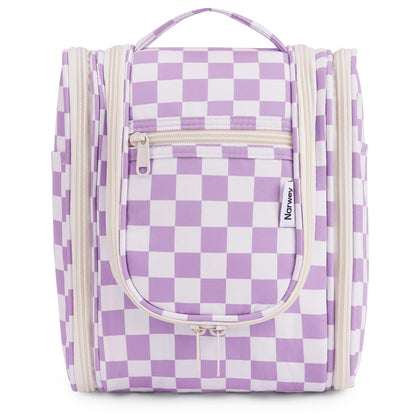 Trousse de toilette Narwey à carreaux violette vue de face