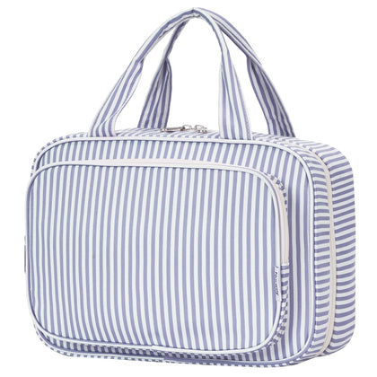 Trousse de toilette Narwey grande en gris bleu rayé vue de face