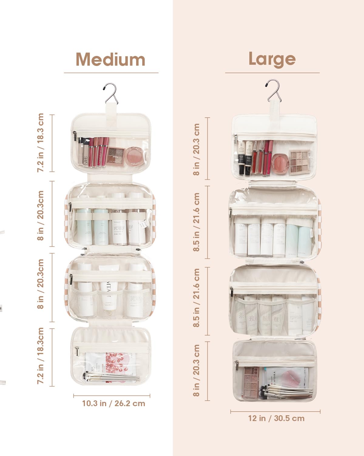 Trousse de toilette Narwey ouverte avec plusieurs compartiments
