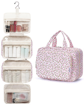 Trousse de toilette Narwey ouverte avec produits de beauté