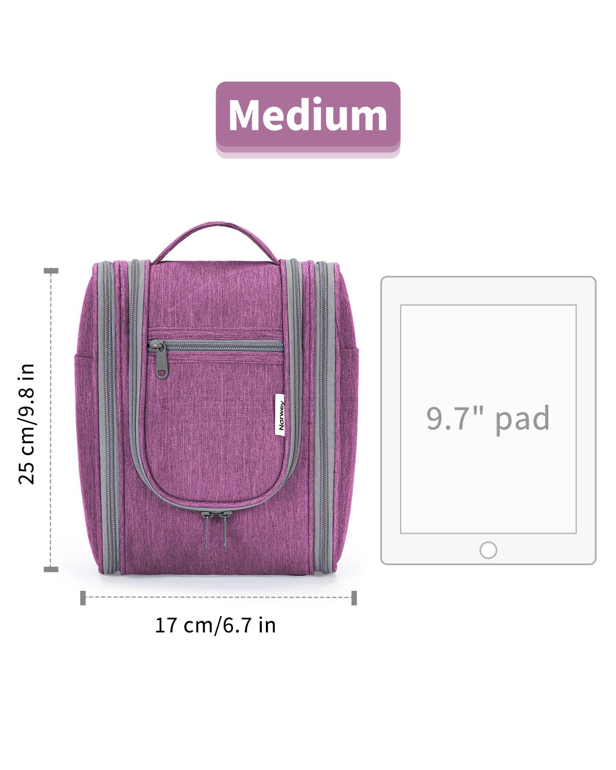 Trousse de toilette Narwey ouverte montrant tous les compartiments