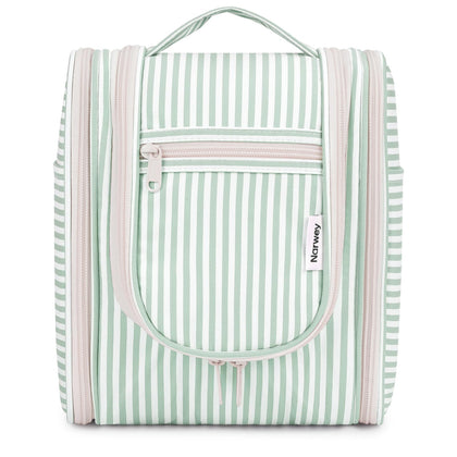 Trousse de toilette Narwey rayée verte menthe vue de face