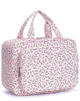 Trousse de toilette Narwey rose fleurs vue avant