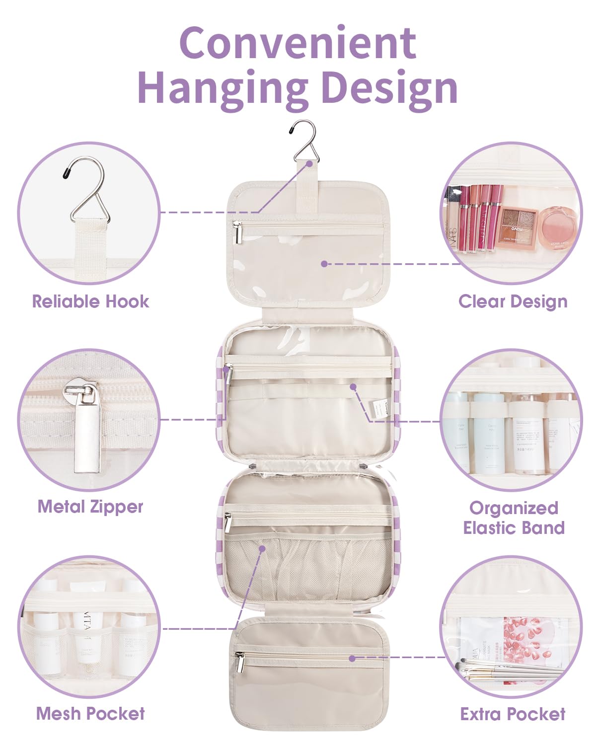 Trousse de toilette Narwey suspendue avec des produits de beauté