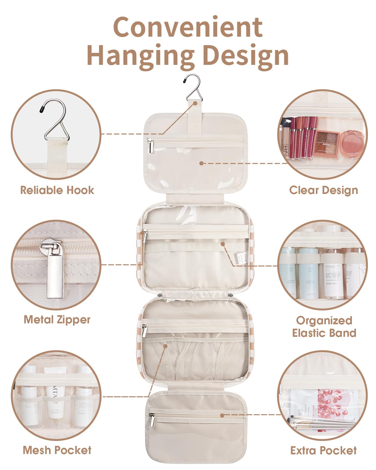 Trousse de toilette Narwey suspendue sur un crochet