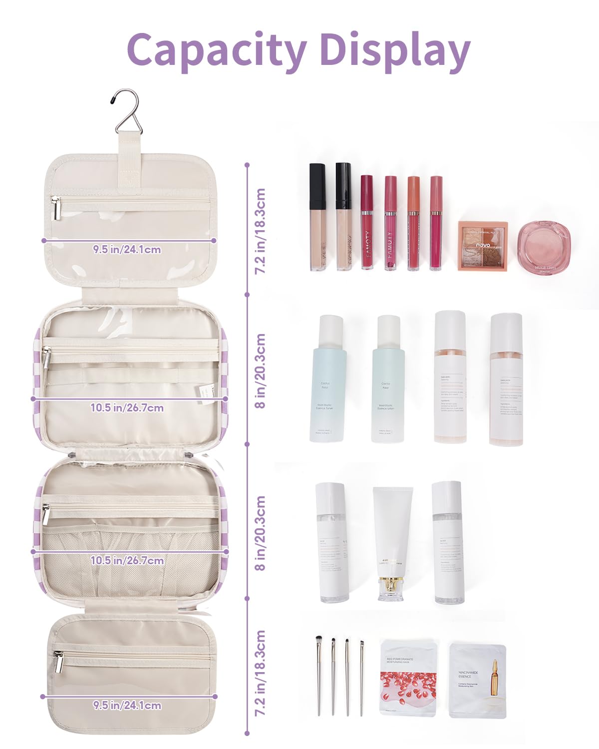 Trousse de toilette Narwey vue de côté avec crochet
