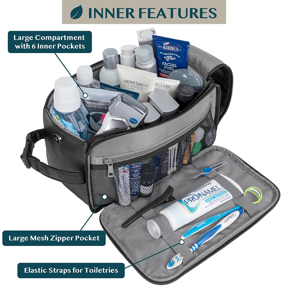 Trousse de toilette PAVILIA ouverte montrant l'intérieur spacieux et les poches