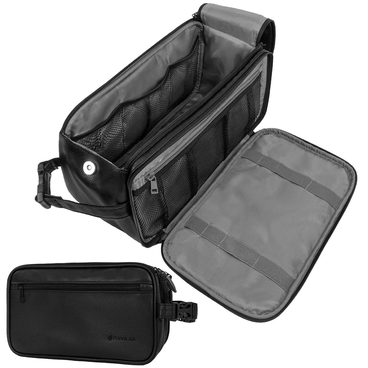 Trousse de toilette PAVILIA XL en cuir PU noir, vue de face
