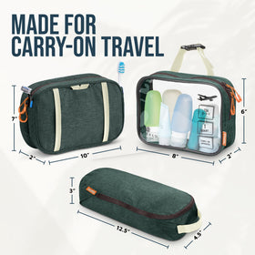Trousse de toilette pliée, dimensions visibles