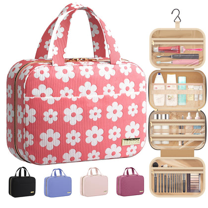 Trousse de Toilette Suspendue HOTOR rose avec motif marguerite, vue avant