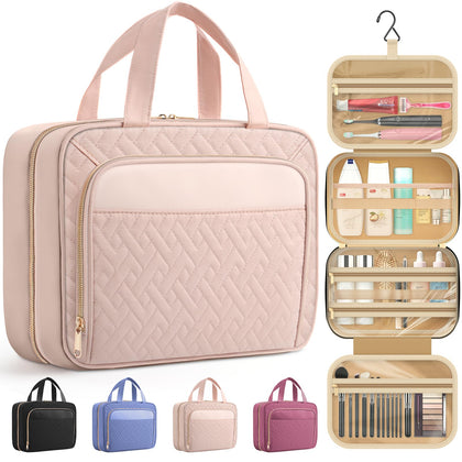 Trousse de toilette suspendue HOTOR rose pâle vue de face