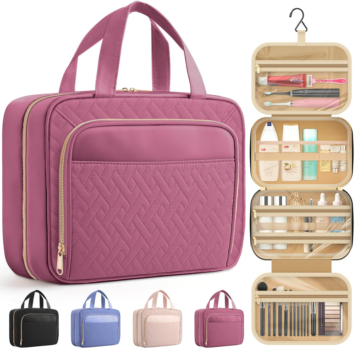 Trousse de toilette suspendue HOTOR Rosewood-Pink vue de face