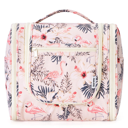 Trousse de toilette suspendue Narwey grande modèle beige oiseau vue avant