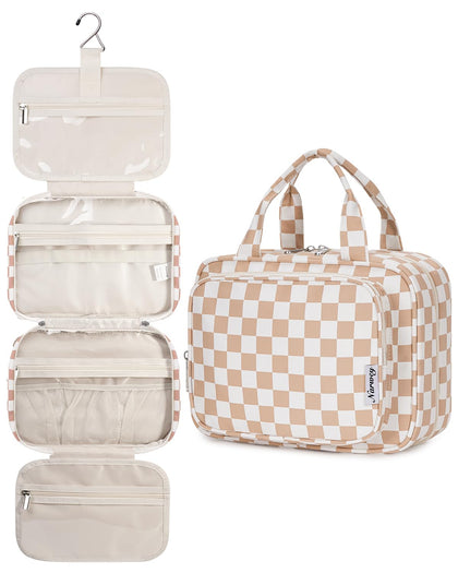 Trousse de toilette suspendue Narwey modèle à carreaux légers, vue avant
