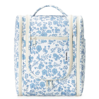 Trousse de toilette suspendue Narwey modèle fleurs bleues vue de face