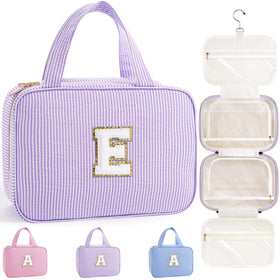 Trousse de toilette suspendue TOPEAST initiale E violet vue de face