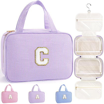 Trousse de toilette suspendue TOPEAST modèle violet avec patch en chenille doré